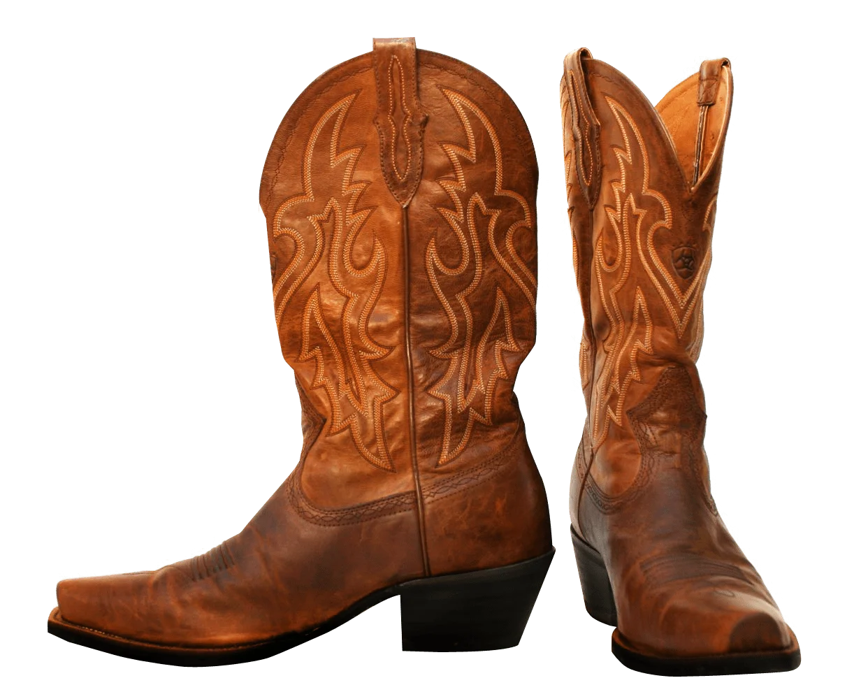 Rustic Western Leather Cowboy Boots Clipart - Authentic Ranch Style Footwear