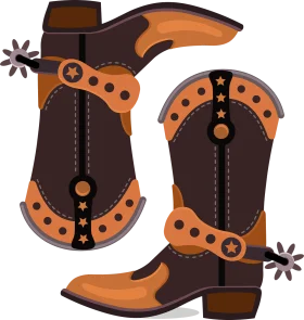 Traditional Western Cowboy Boots Clipart with Ornate Spur Design