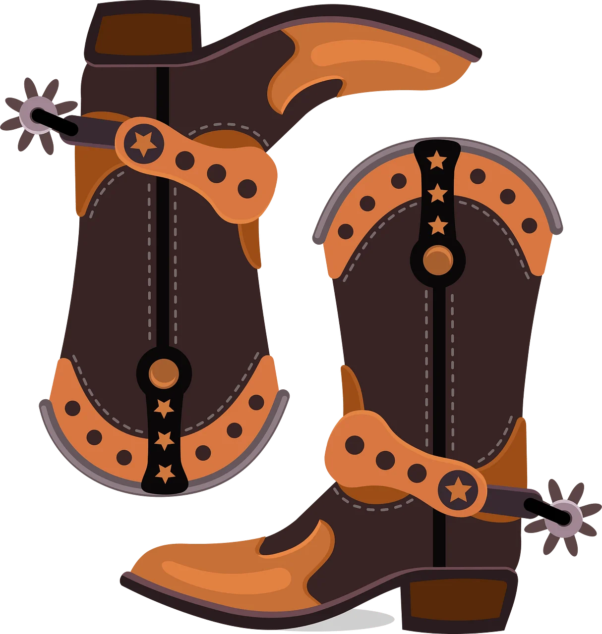 Traditional Western Cowboy Boots Clipart with Ornate Spur Design