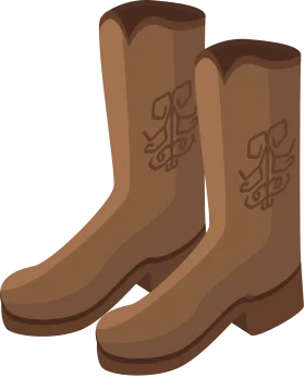 Vintage Leather Cowboy Boots Clipart - Rustic Western Style Illustration