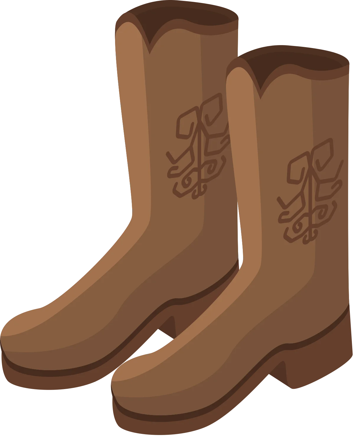 Vintage Leather Cowboy Boots Clipart - Rustic Western Style Illustration