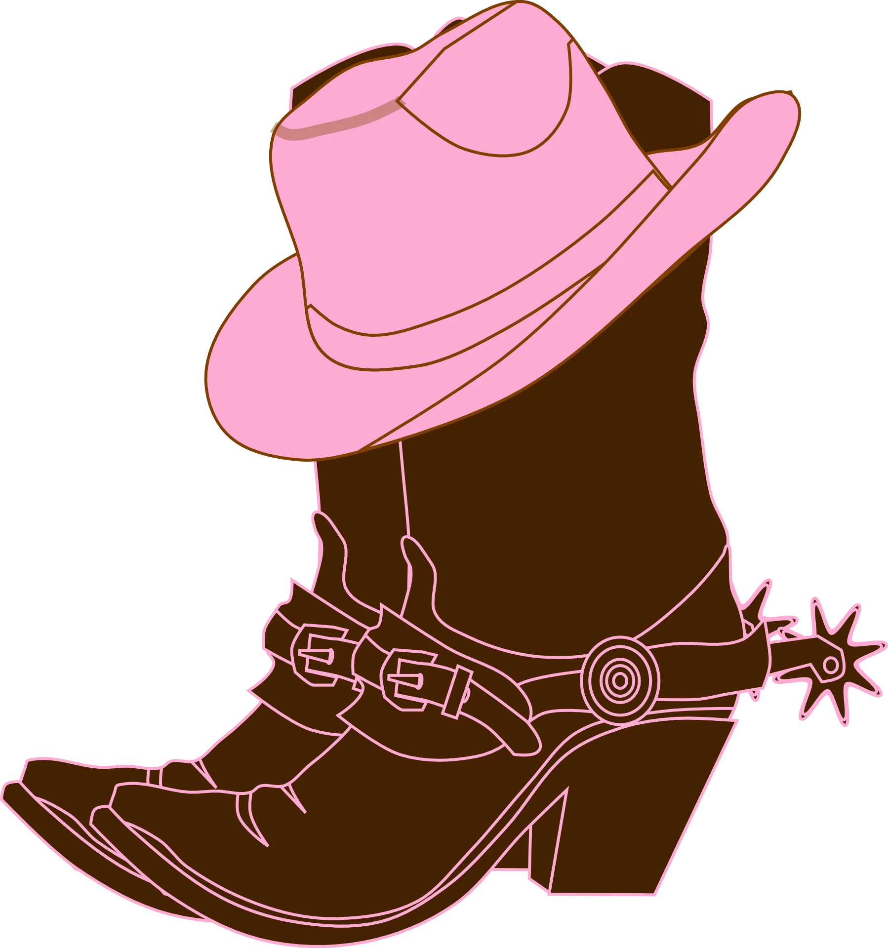 Vintage Pink Cowboy Hat and Leather Western Boot Clipart Design