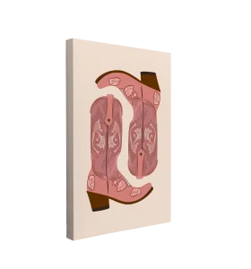Vintage Pink Western Cowboy Boots Clipart Design on Canvas