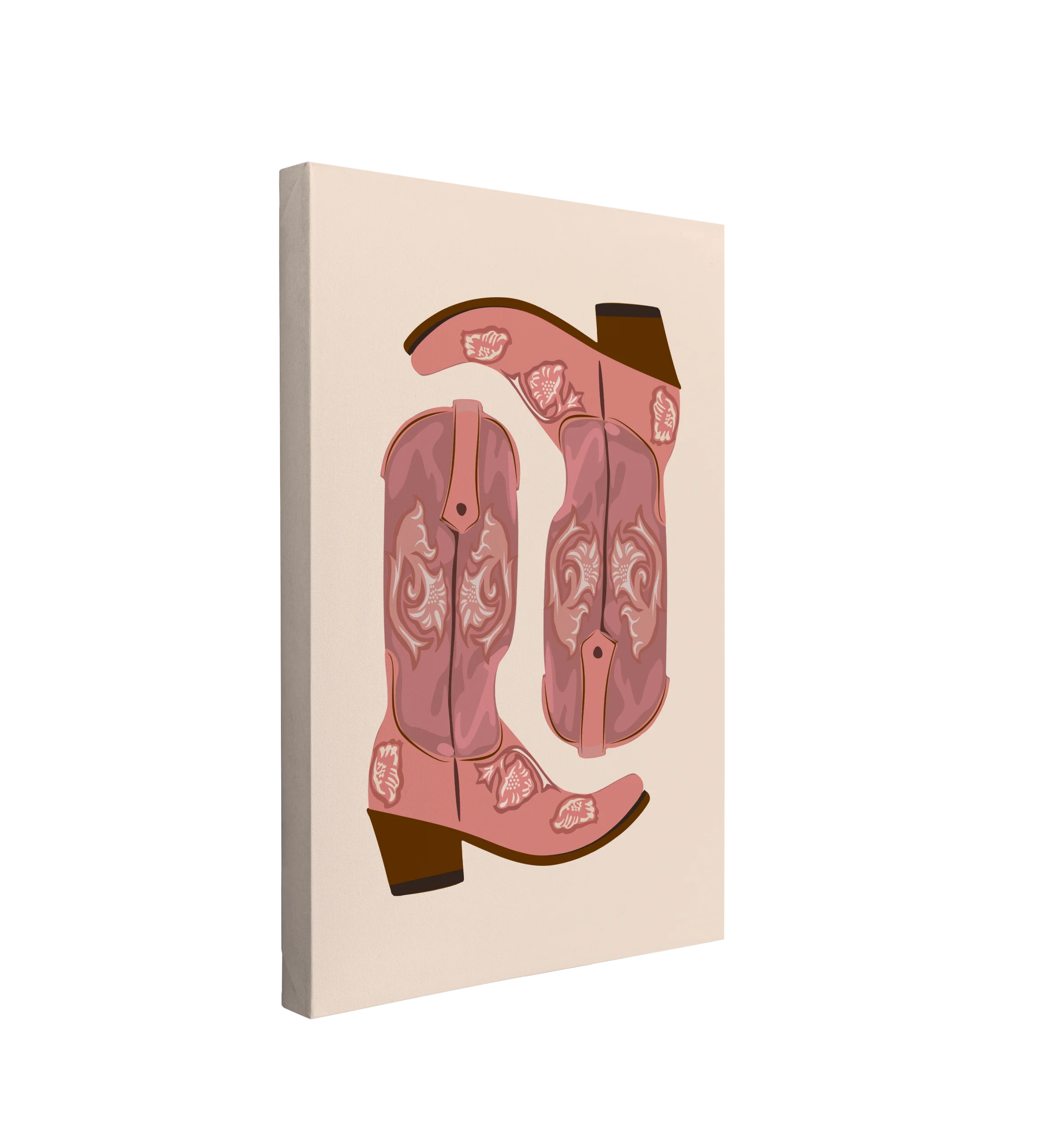 Vintage Pink Western Cowboy Boots Clipart Design on Canvas