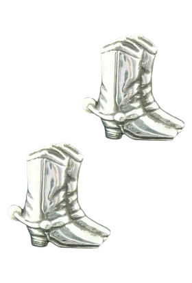 Vintage Silver Cowboy Boots Clipart - Elegant Western Footwear Illustration