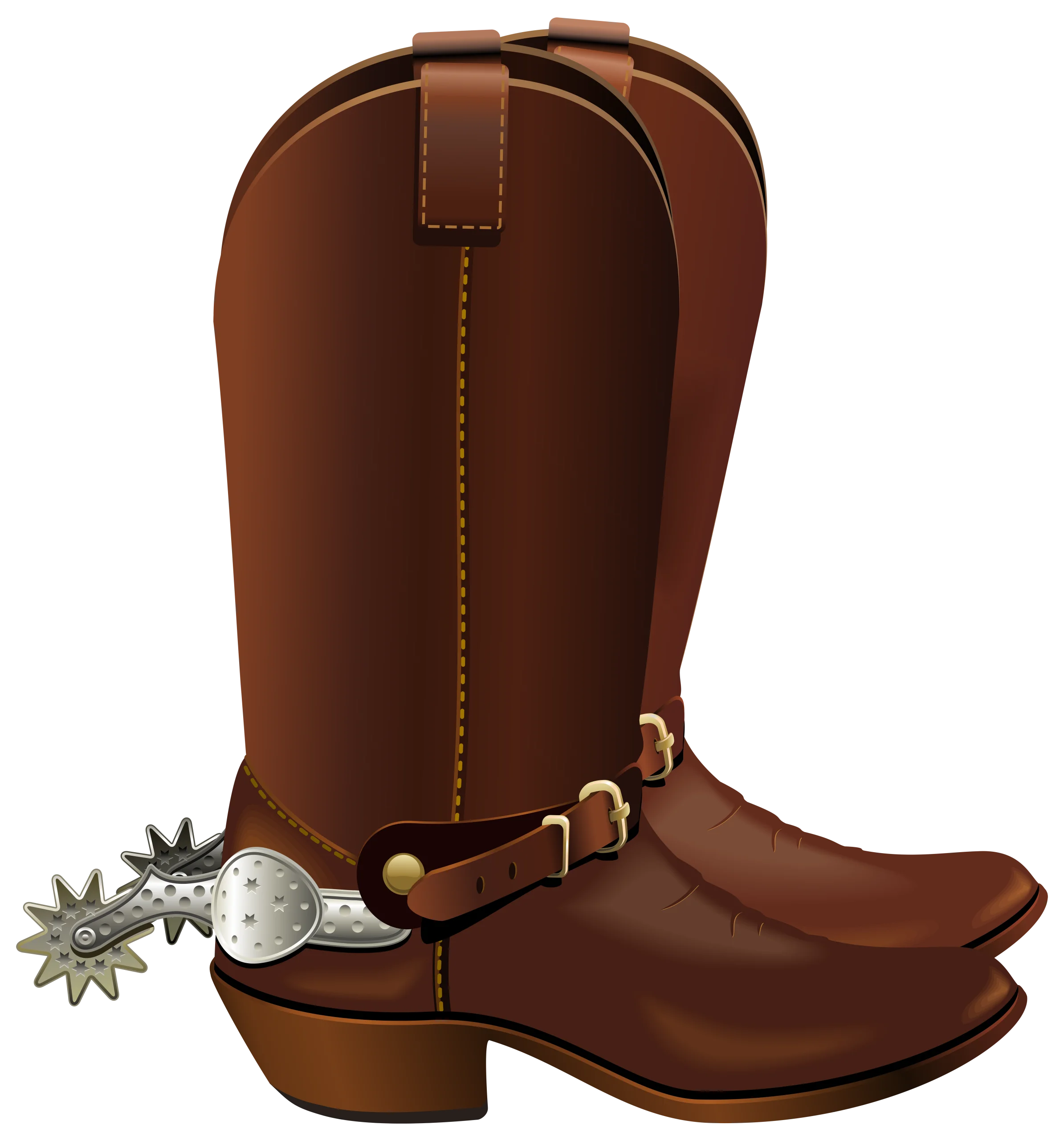 Vintage Western Cowboy Boot Clipart with Detailed Leather and Silver Spur