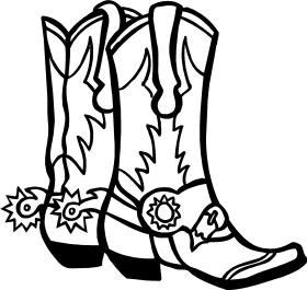 Vintage Western Cowboy Boots Clipart - Classic Rodeo Style Line Drawing