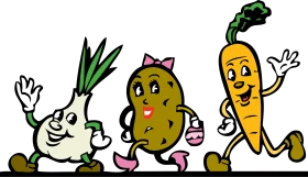 Whimsical Dancing Vegetable Friends Cartoon Clipart Adventure