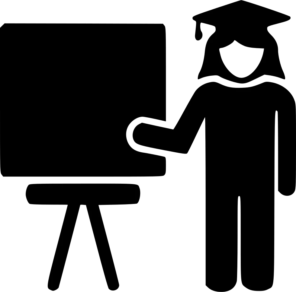 Academic Achievement Clipart: Graduate Presenting Educational Insights with Whiteboard