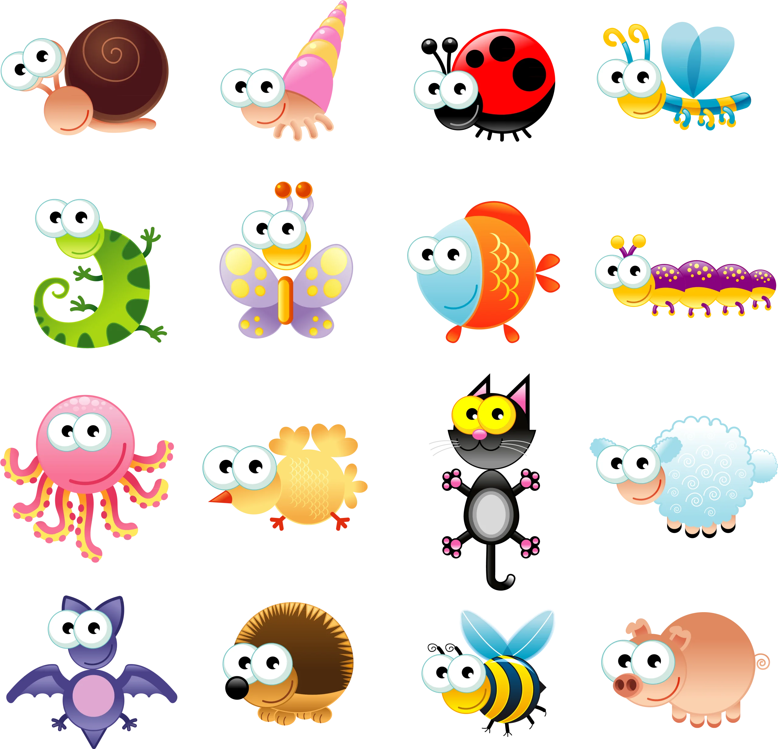 Adorable Cartoon Insects and Creatures Playful Clipart Collection