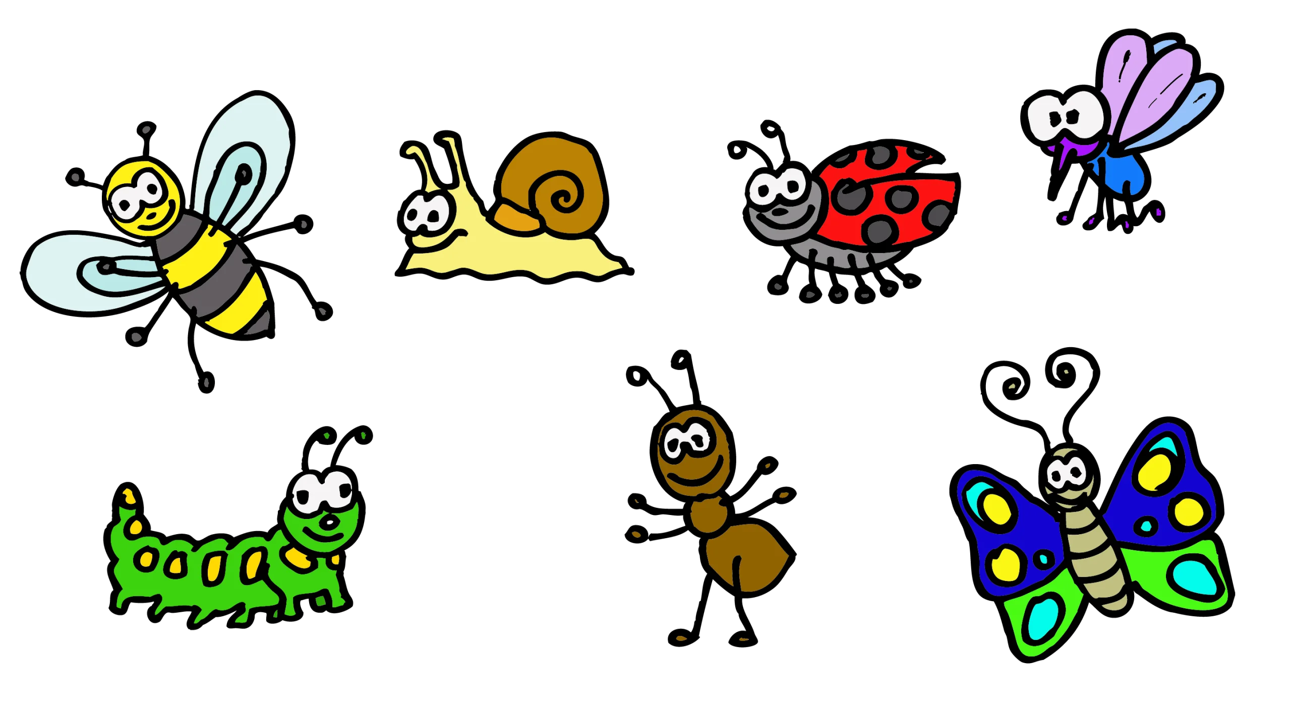 Adorable Cartoon Insects Clipart Collection: Whimsical Bug World Adventure
