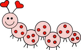 Adorable Love Bug Caterpillar Clipart with Cute Heart Antennae