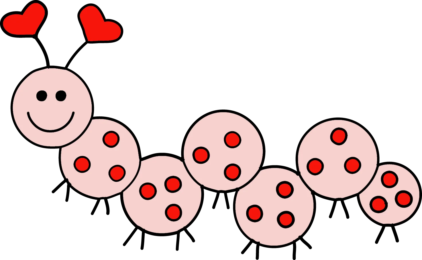 Adorable Love Bug Caterpillar Clipart with Cute Heart Antennae