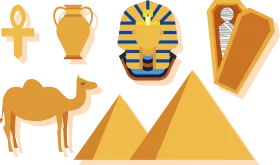 Ancient Egyptian Cultural Symbols and Landmarks Flat Design Clipart Collection