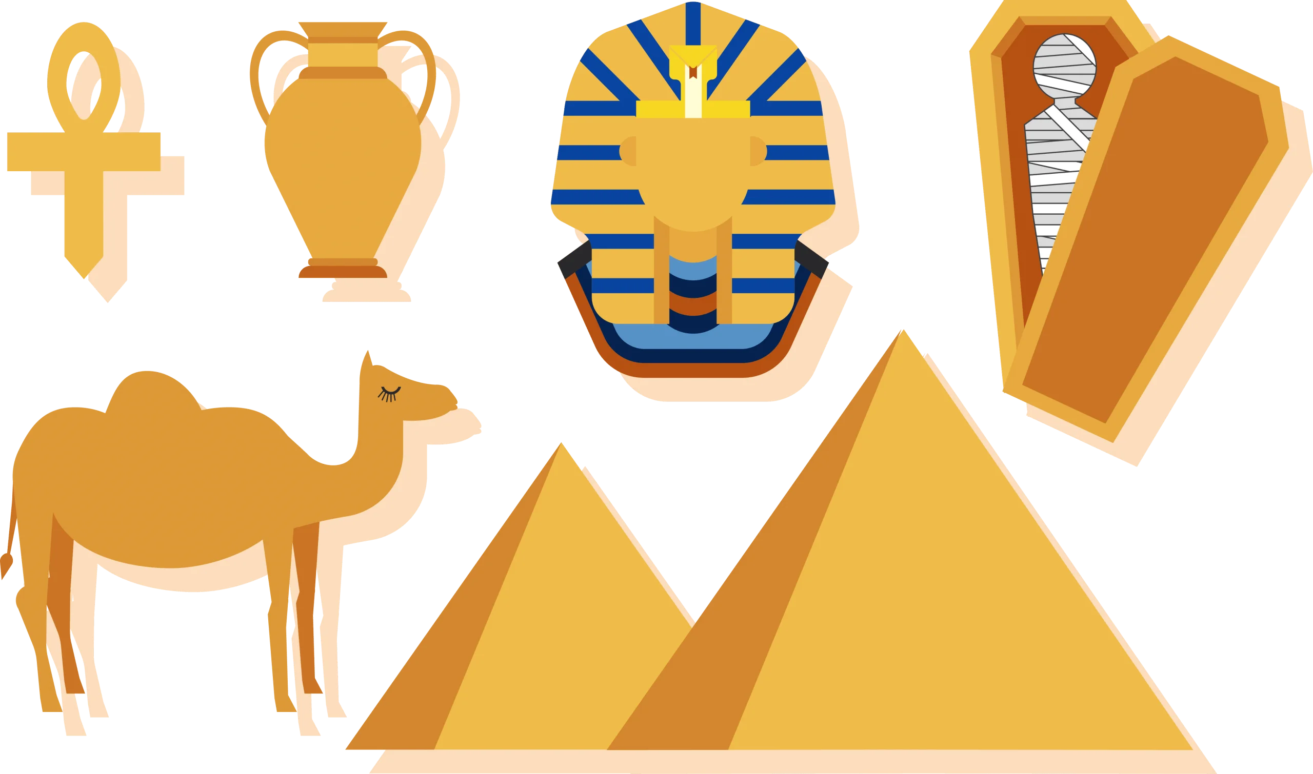 Ancient Egyptian Cultural Symbols and Landmarks Flat Design Clipart Collection