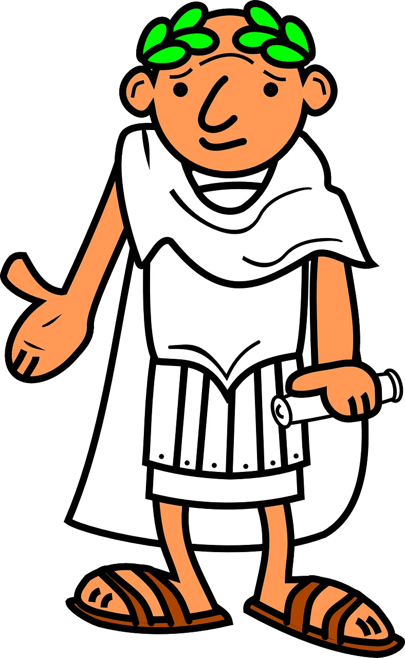Ancient Roman Citizen Clipart: Cartoon Illustration of Classical Era Attire