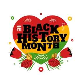 Black History Month Celebration Clipart with Heart and Cultural Symbols