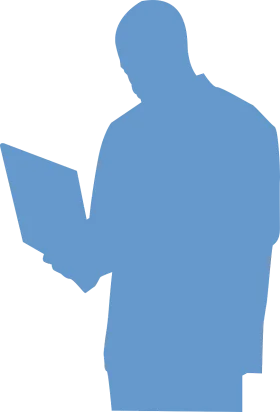 Blue Silhouette Student Clipart Learning with Laptop Illustration