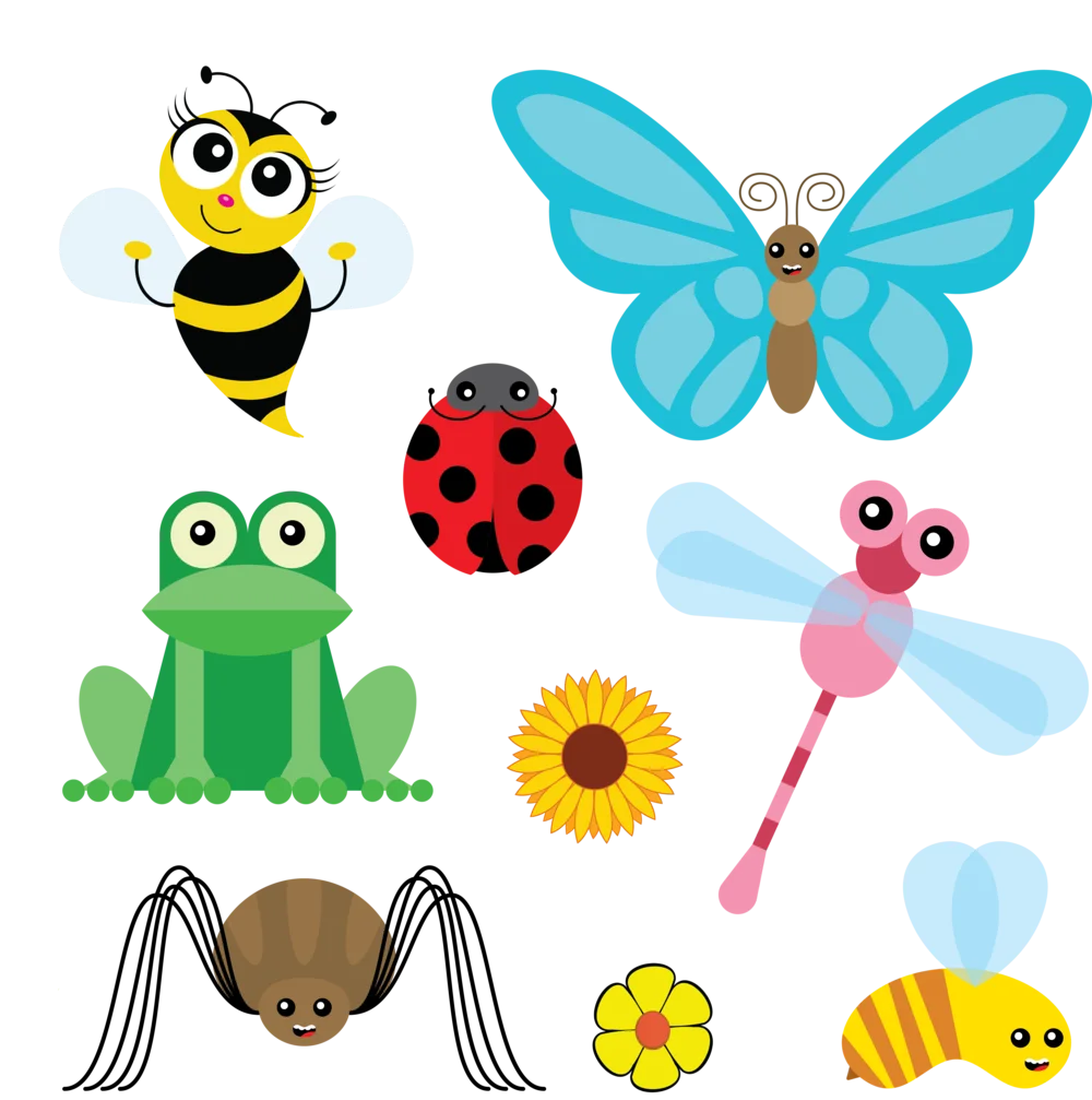 Charming Nature-Inspired Cartoon Insects and Creatures Clipart Collection
