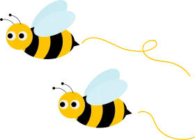 Cheerful Yellow and Black Honey Bee Friends Cartoon Clipart Illustration