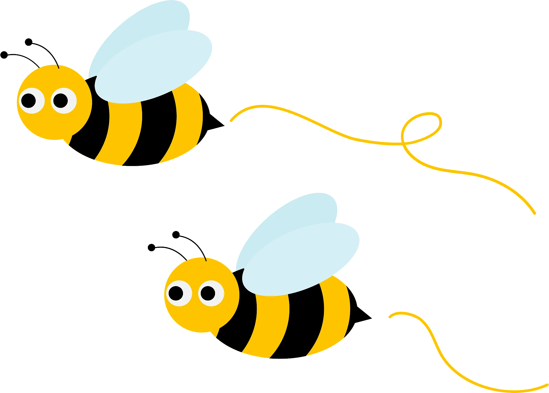Cheerful Yellow and Black Honey Bee Friends Cartoon Clipart Illustration