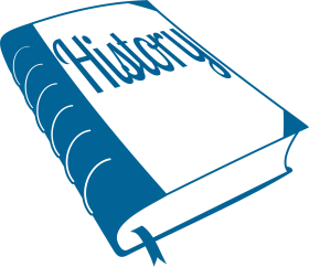 Classic Blue History Book Clipart Design with Elegant Bookmark Accent