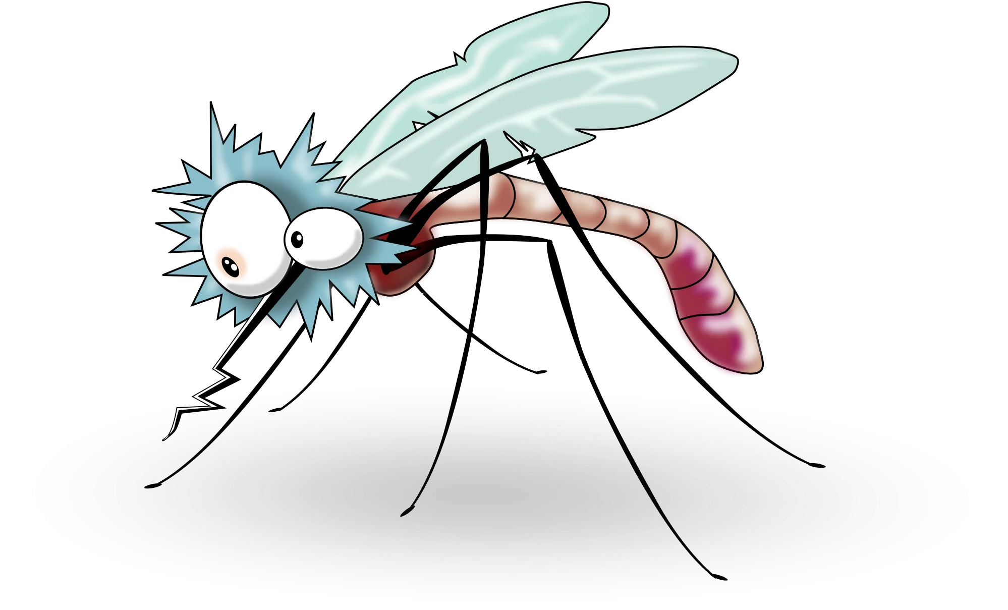 Comical Cartoon Mosquito Clipart with Exaggerated Features and Quirky Expression