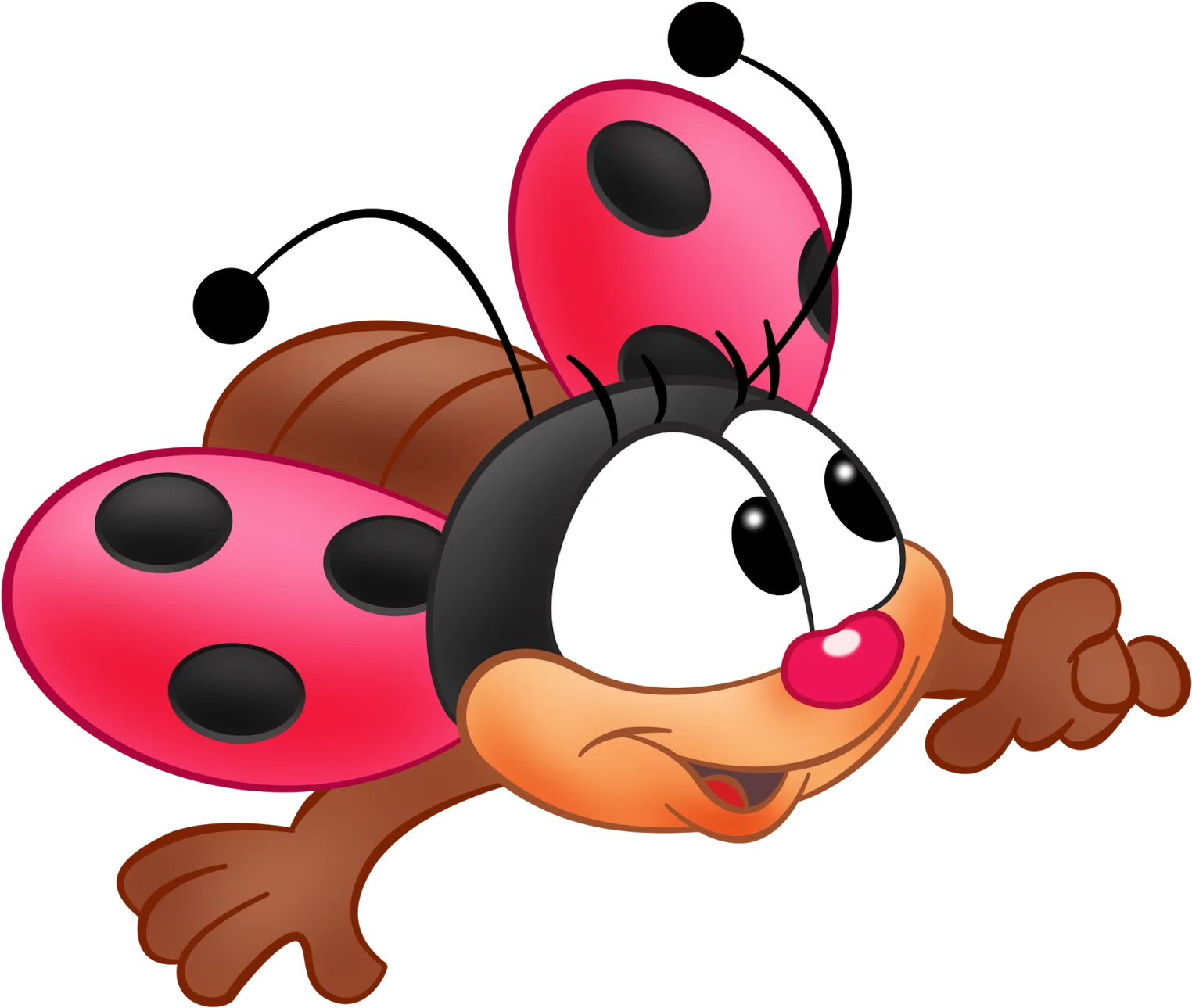 Cute Ladybug Cartoon Character Flying High in Cheerful Insect Clipart Design