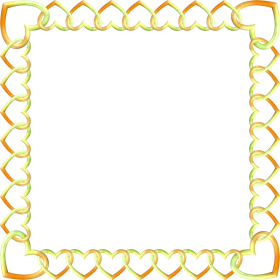 Delicate Heart-Shaped Border Clipart Frame with Soft Yellow and Green Tones