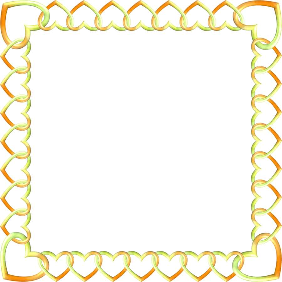 Delicate Heart-Shaped Border Clipart Frame with Soft Yellow and Green Tones