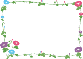 Delicate Morning Glory Flower Border Clipart with Soft Pastel Hues and Trailing Vines