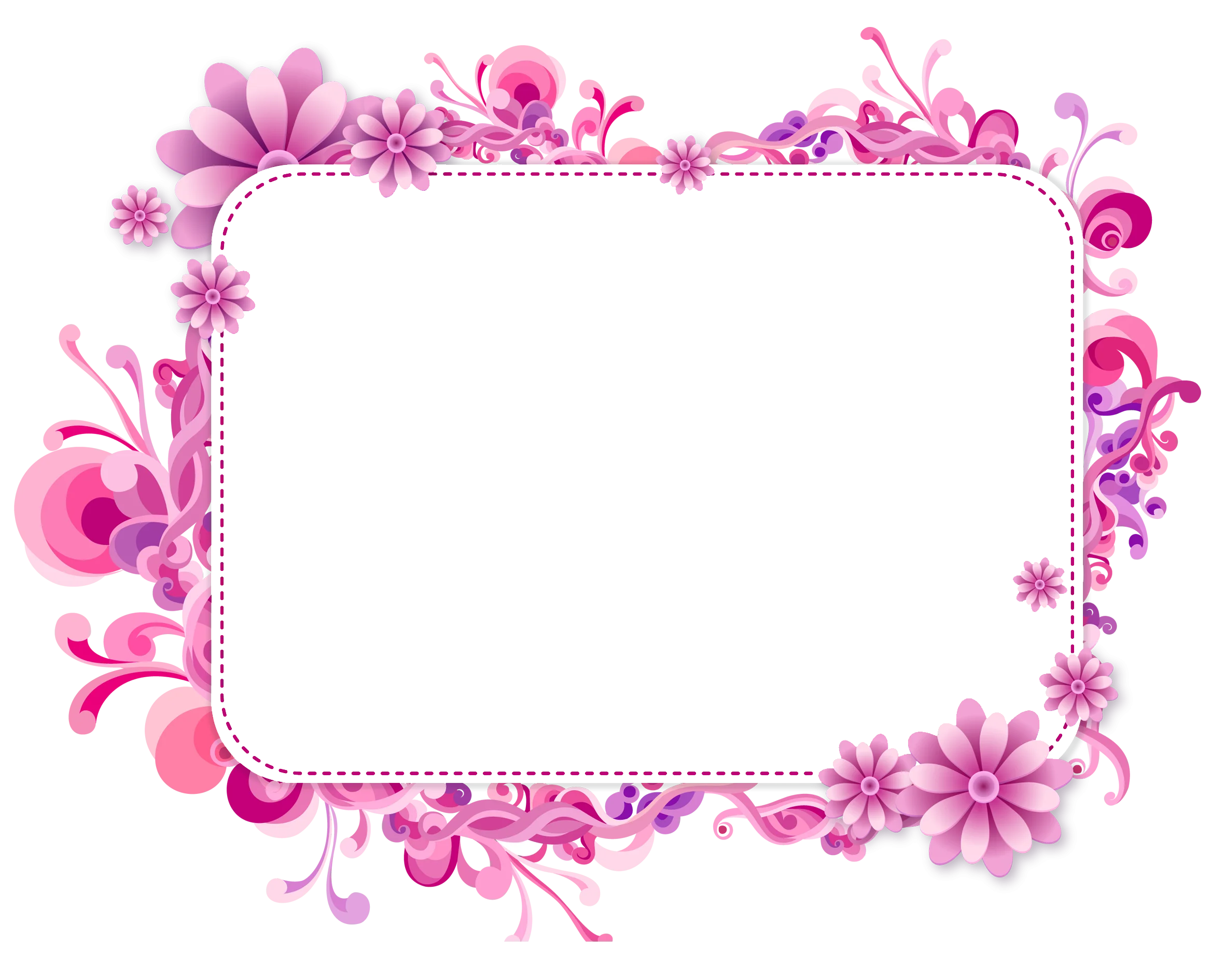 Delicate Pink Floral Frame Clipart with Soft Botanical Decorative Border