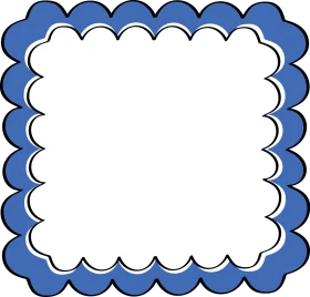 Elegant Blue and White Scalloped Frame Clipart Design with Wavy Border