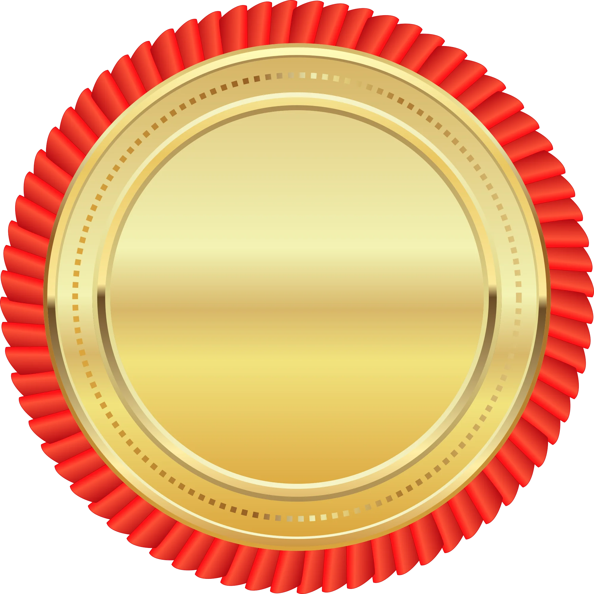 Elegant Gold Medallion Clipart with Crimson Textured Border Design