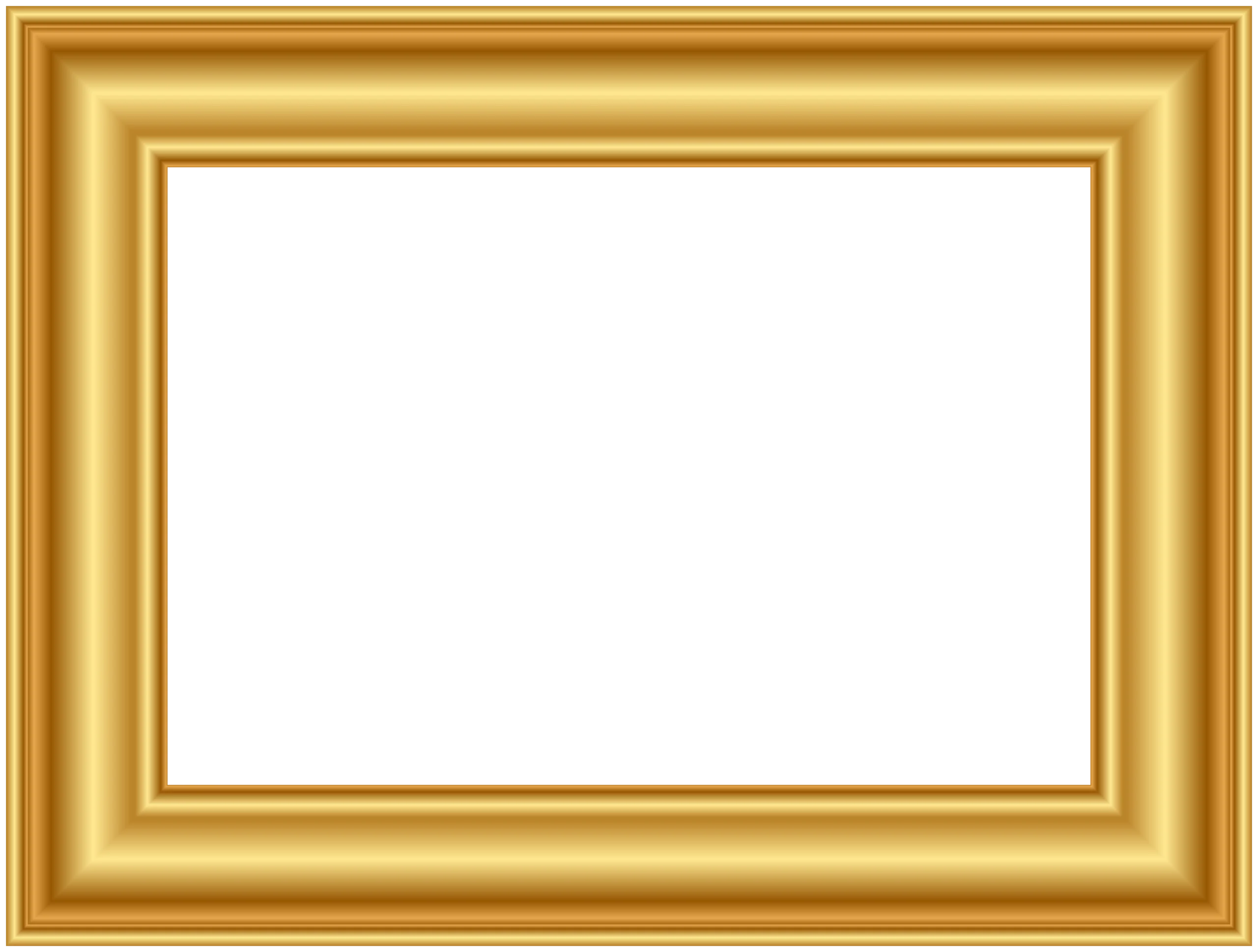 Elegant Golden Classic Picture Frame Clipart with Smooth Contoured Border