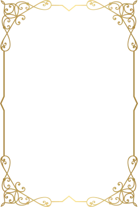 Elegant Golden Filigree Border Clipart with Ornate Swirling Corner Decorations