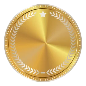 Elegant Golden Medal Clipart with Laurel Wreath and Radiant Star Emblem
