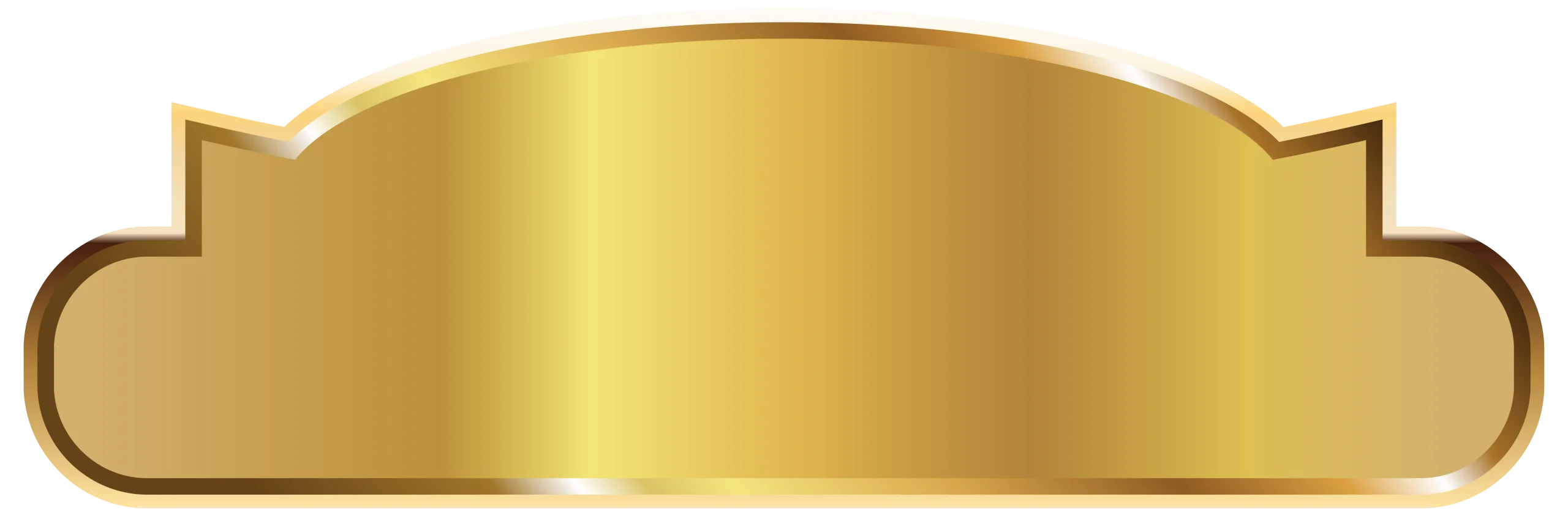 Elegant Golden Metallic Badge Shape Clipart with Smooth Gradient Effect