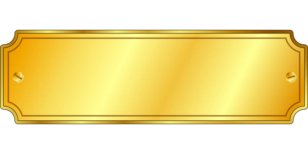 Elegant Golden Metallic Vintage Nameplate Clipart with Ornate Beveled Edges