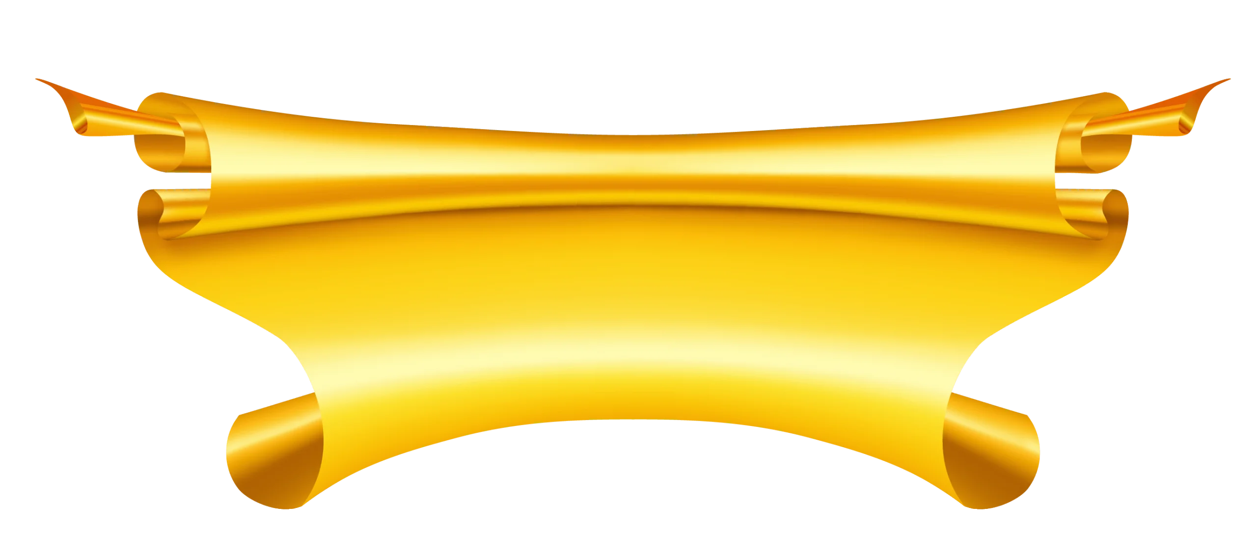 Elegant Golden Ribbon Banner Clipart with Luxurious Curved Scroll Design
