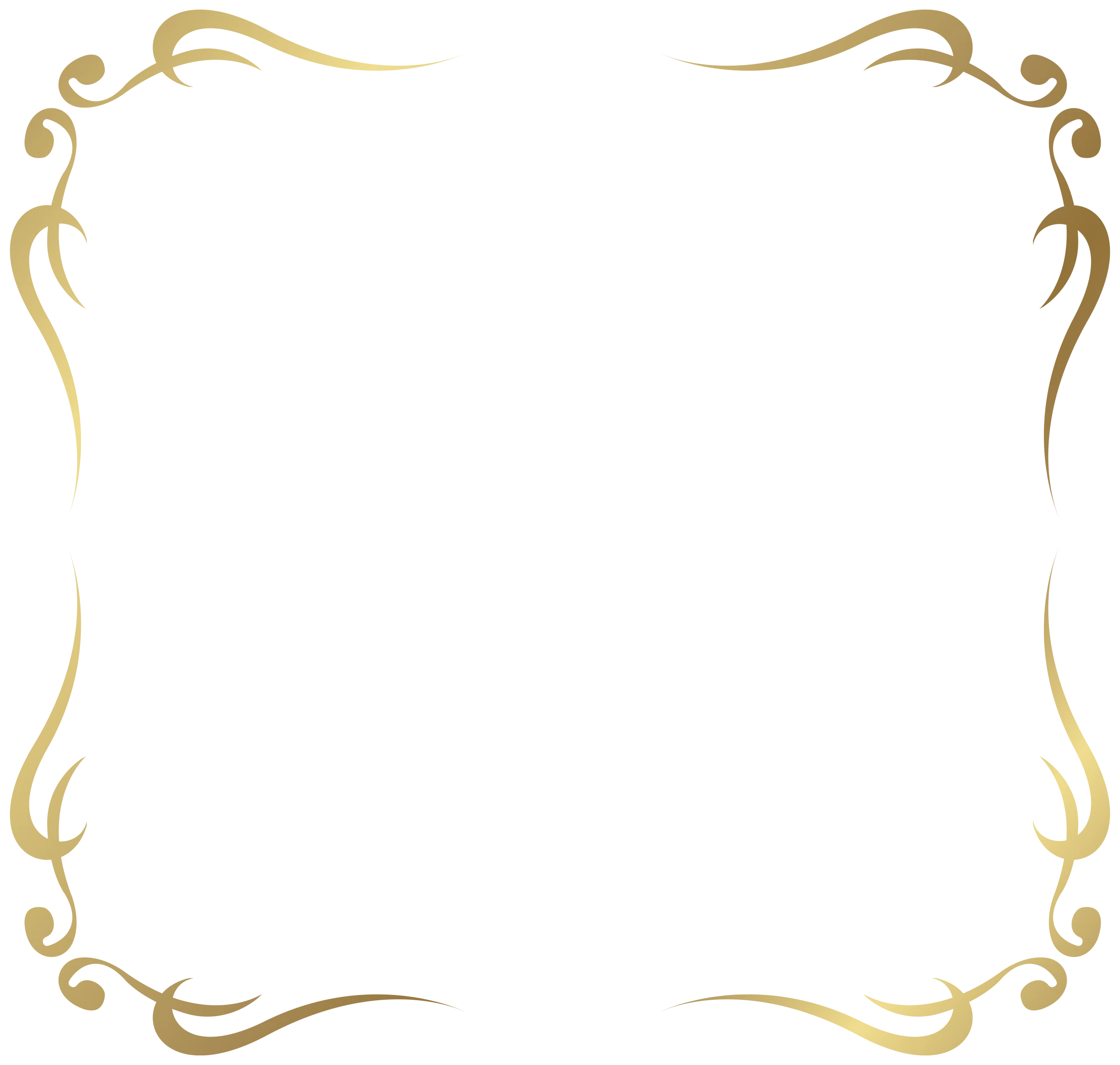 Elegant Golden Swirl Frame Clipart with Ornate Decorative Border Design