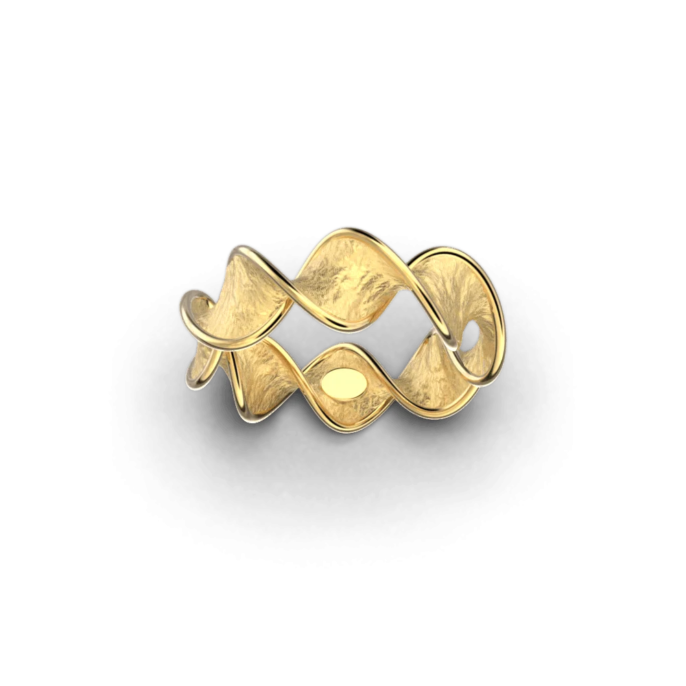 Elegant Golden Wavy Interlinked Geometric Shapes Jewelry Clipart Design
