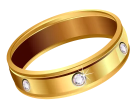 Elegant Golden Wedding Band Clipart with Sparkling Diamond Accents