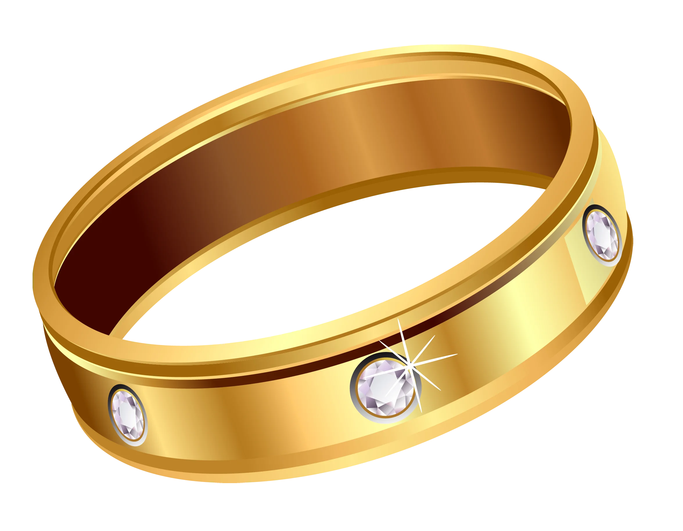 Elegant Golden Wedding Band Clipart with Sparkling Diamond Accents