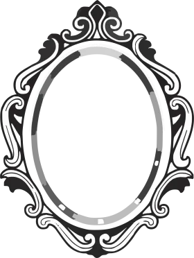 Elegant Ornate Vintage Decorative Mirror Frame Silhouette Clipart Design