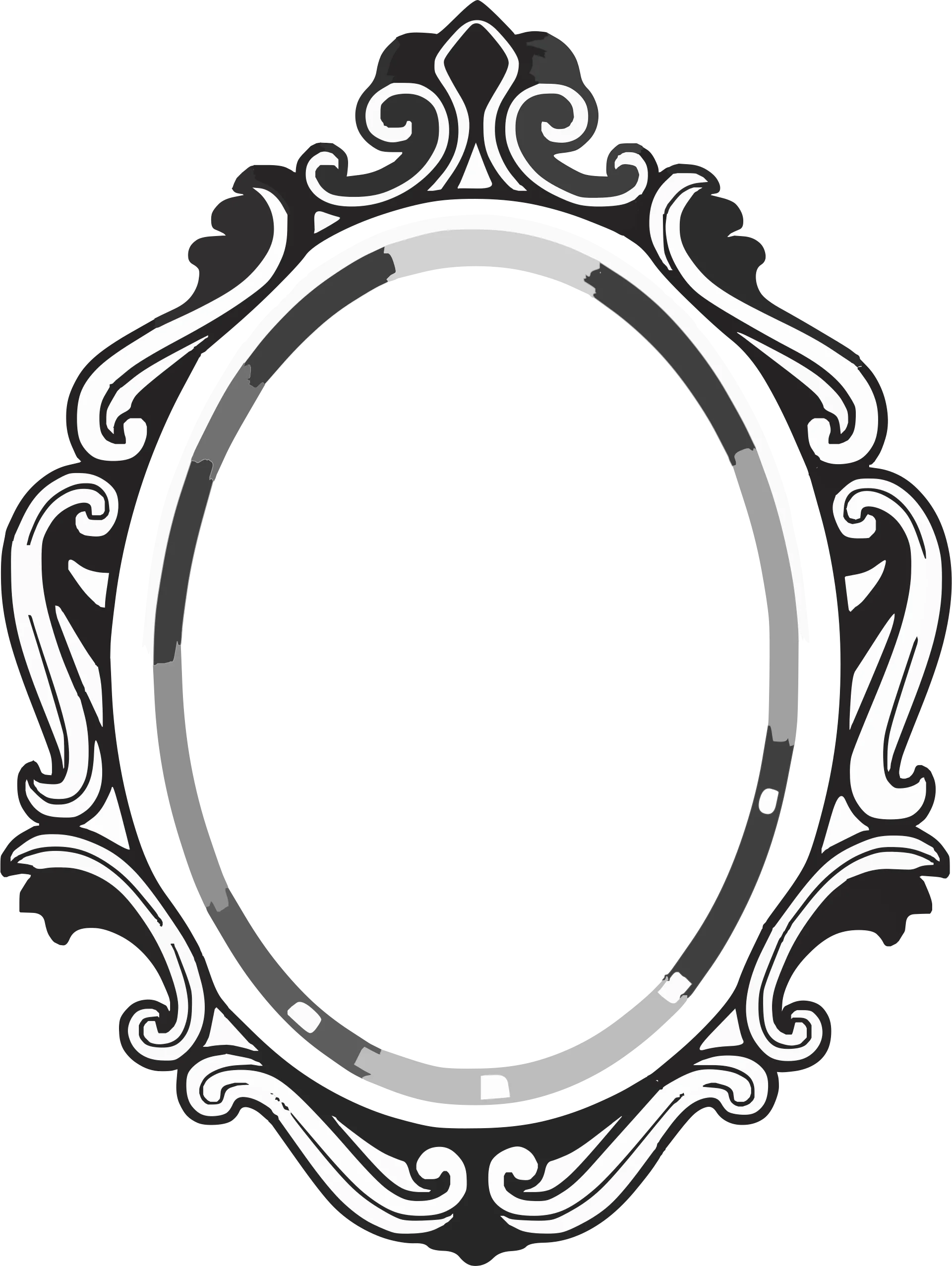 Elegant Ornate Vintage Decorative Mirror Frame Silhouette Clipart Design