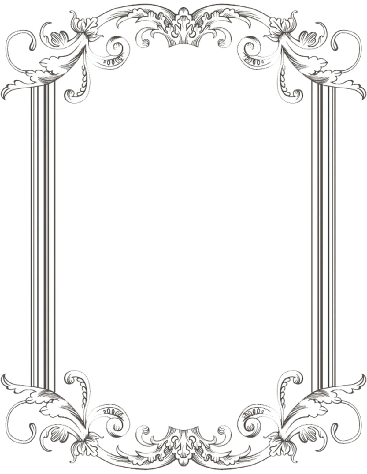 Elegant Vintage Ornate Decorative Border Frame Clipart Illustration Design