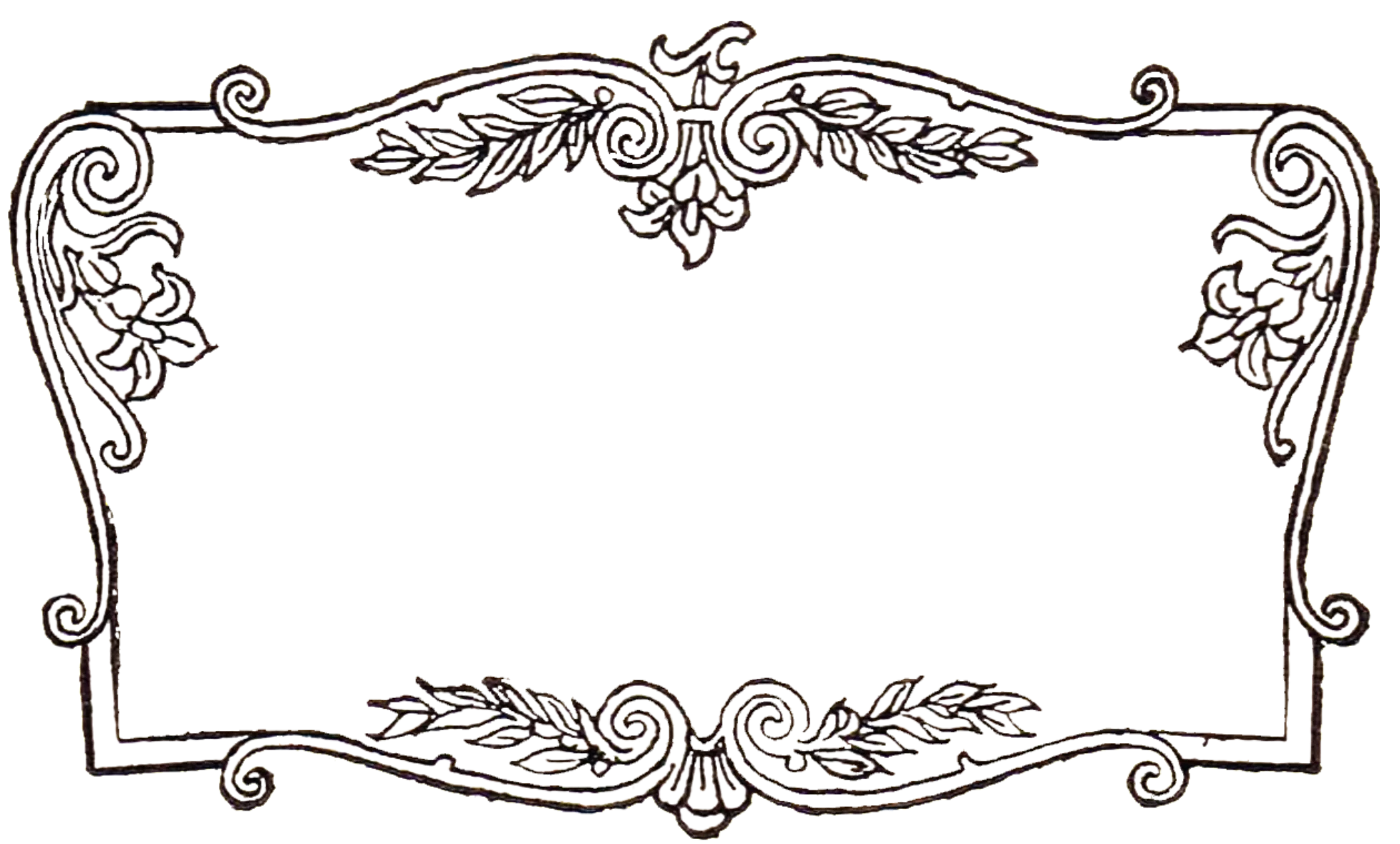 Elegant Vintage Ornate Decorative Frame Flourish Scroll Clipart Design
