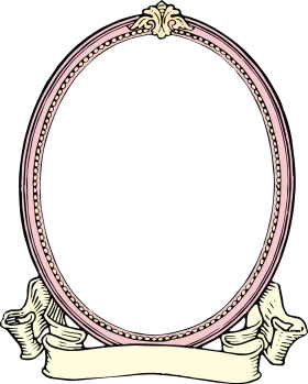 Elegant Vintage Oval Frame Clipart with Ornate Decorative Banner and Scrollwork