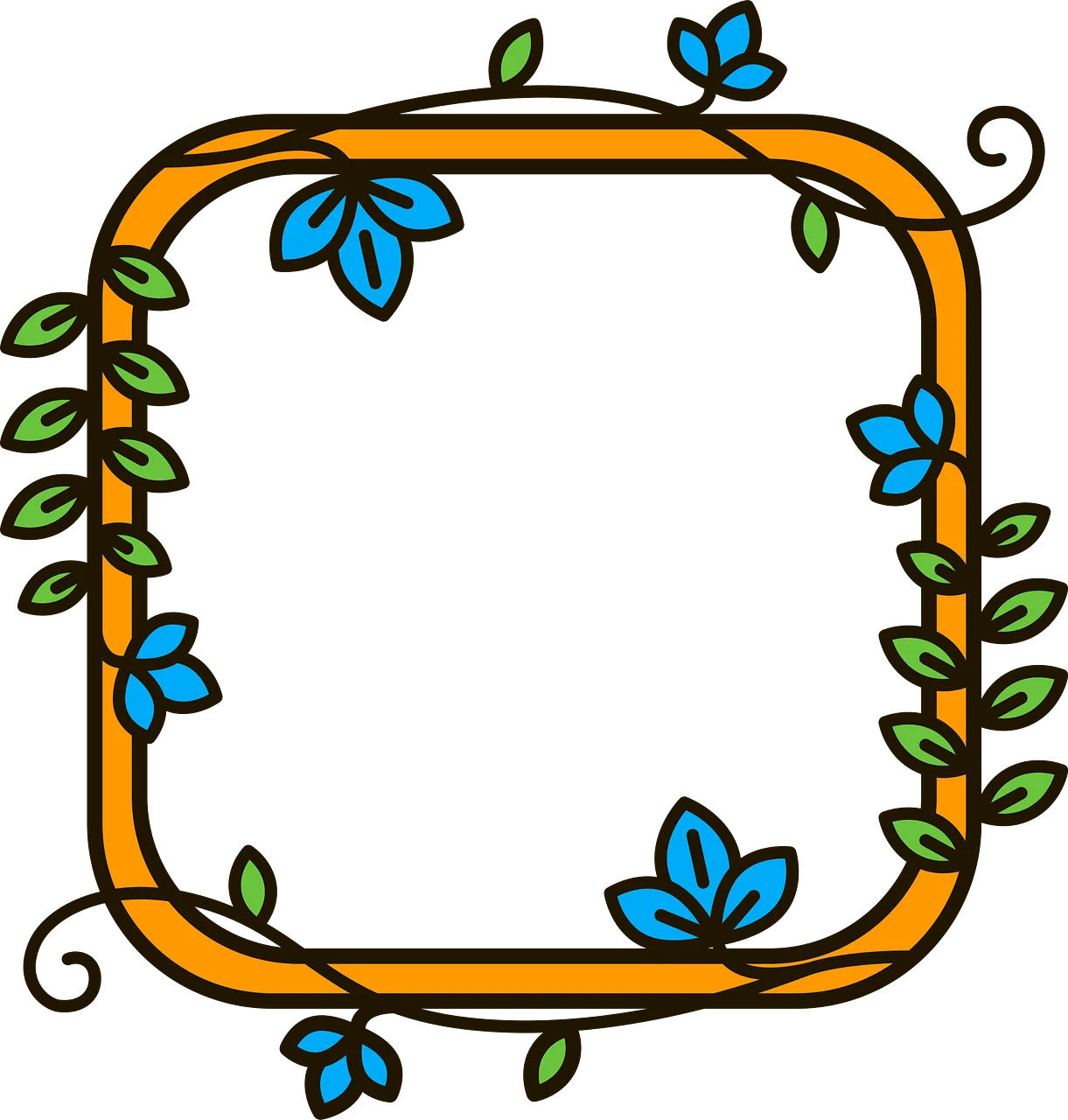 Enchanting Nature-Inspired Square Floral Vine Clipart Border Design